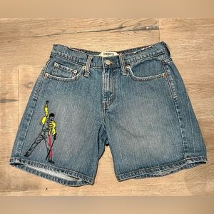 LEVI’S Custom Embroidered Freddie Mercury Queen Denim Shorts